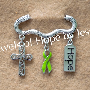 Nonhodgkin&#39;s Lymphoma Awareness Ribbon Charm Brooch