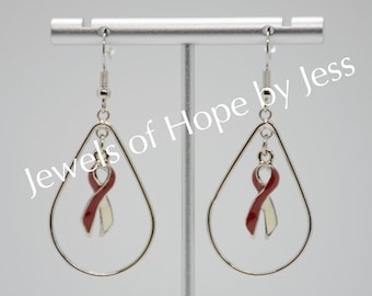 Head and Neck Cancer Awareness Ribbon Hope Drop Earrings