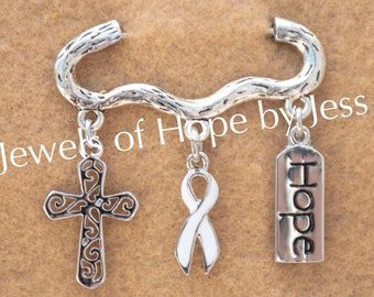Lung Cancer Awareness Ribbon Charm Brooch