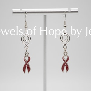 Multiple Myeloma Awareness Ribbon Spiral Earrings