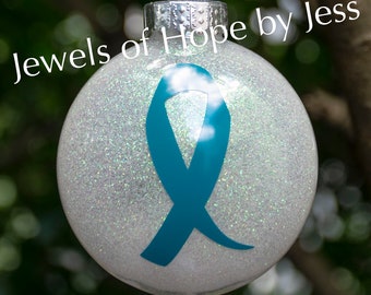 Ovarian Cancer Awareness Ribbon Holiday/Christmas Ornament