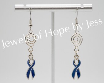 Colon/Colorectal Cancer Awareness Ribbon Spiral Earrings