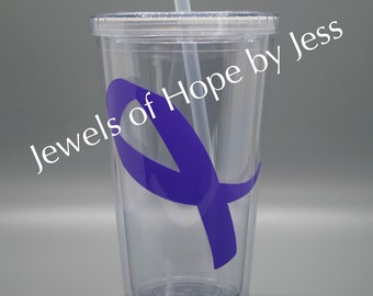 Vaso con lazo para concienciar sobre el cáncer de páncreas