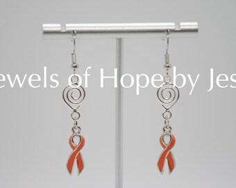 Leukemia/Kidney Cancer Awareness Ribbon Spiral Earrings