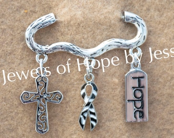 Carcinoid/Neuroendocrine Cancer Awareness Ribbon Charm Brooch