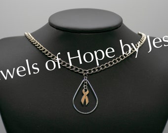 Uterine Cancer Awareness Ribbon Necklace
