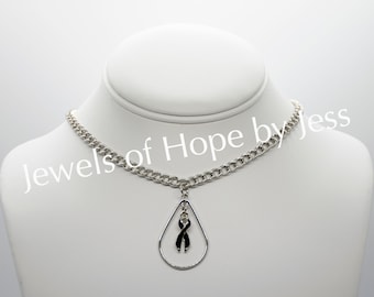 Melanoma/Skin Cancer Awareness Ribbon Necklace