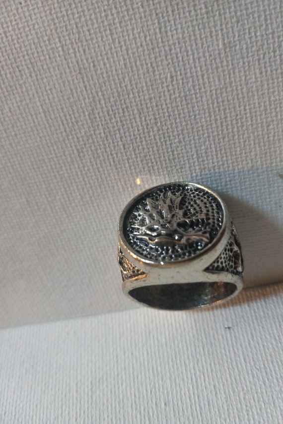 Stainless Steel Wolf Head Ring For Men - Roaring Werewolf Silver Vintage Gothic Ring