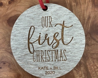 Personalized Our's First Christmas Wooden Ornament: FREE SHIPPING