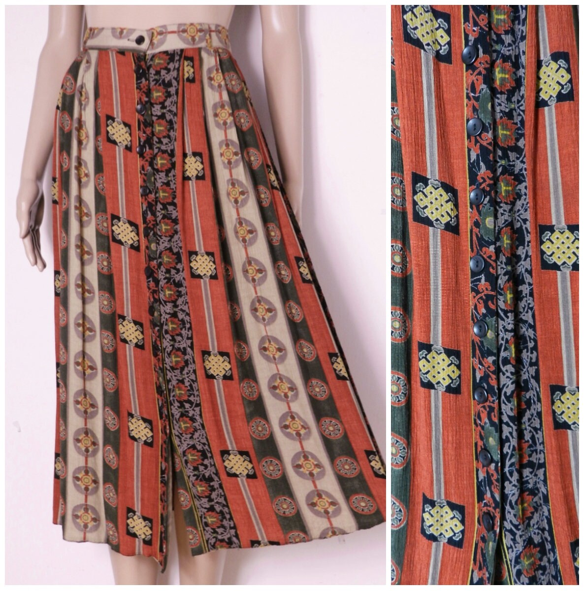 Image of S S High Waist Button Down Crinkle Skirt U.k.  S