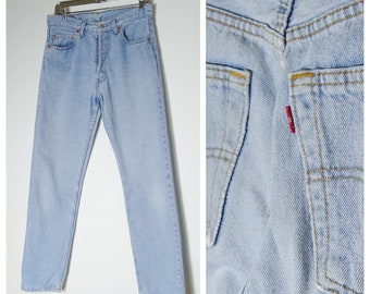 80s 90s Levis 501 faded blue jeans straight leg w32 X l30