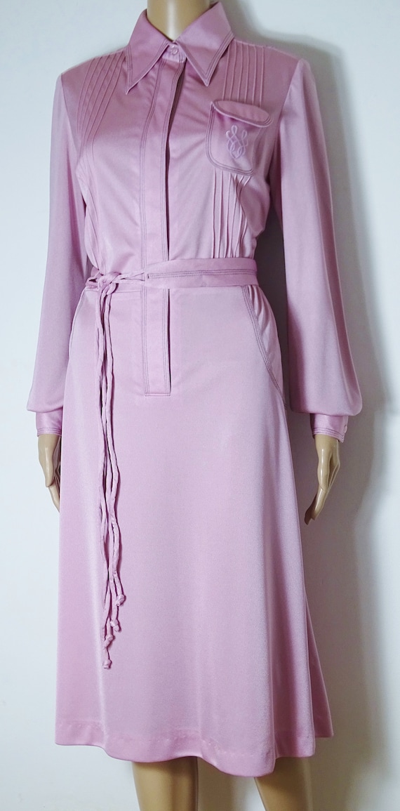 70s rose pink mid length dress by 'Jersey Masters… - image 4