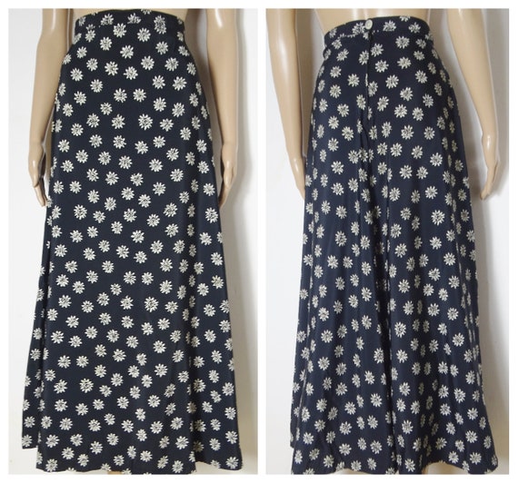 80s 90s skirt silky high waist aline maxi skirt b… - image 3