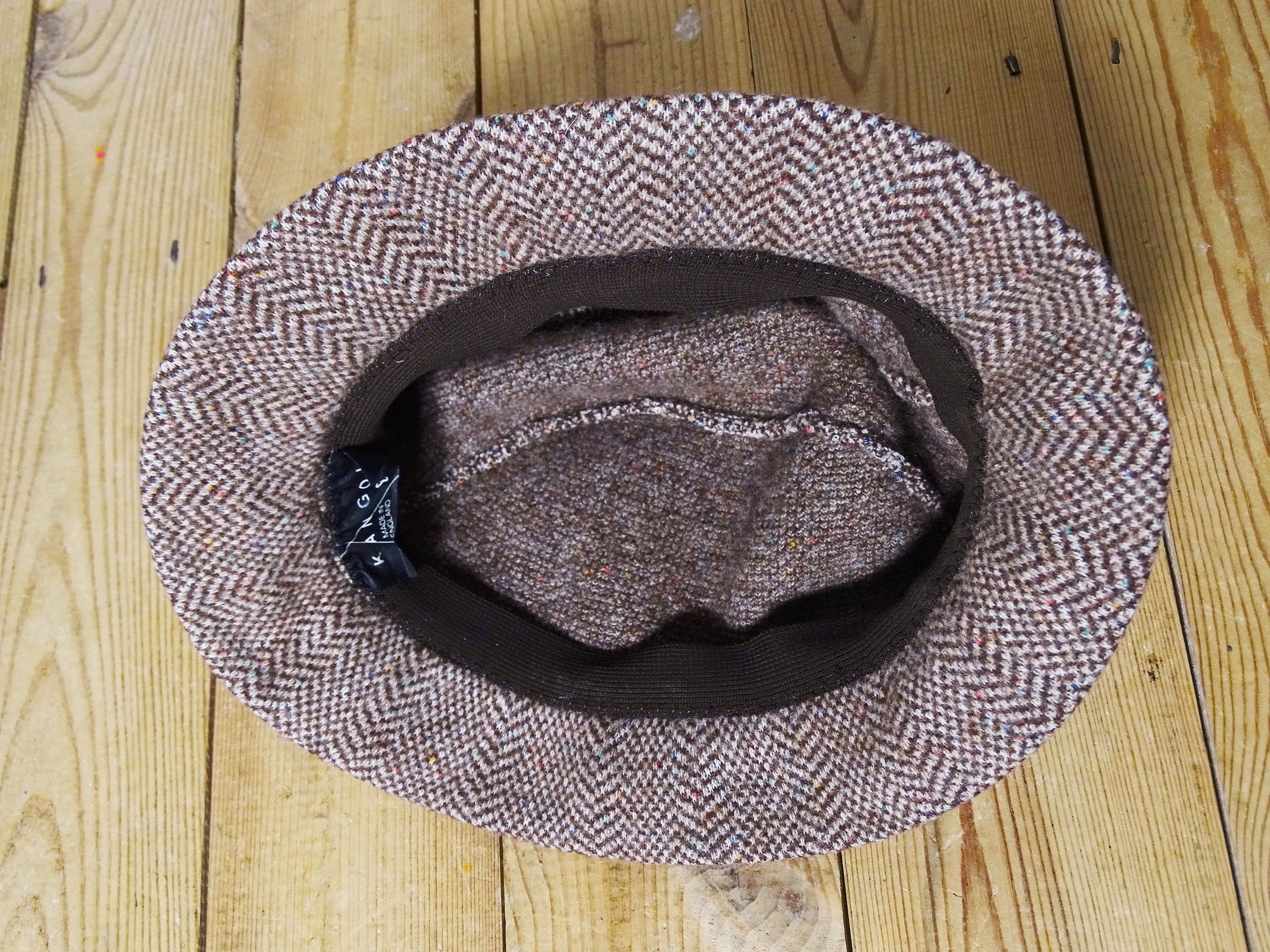 Kangol Bucket Hat Womens Wool Gray Made England Herringbone Fleck Trilby Fedora KANGOL HERRINGBONE GAFFER TRILBY FEDORA HAT * 6449BC * BLACK  main image 2