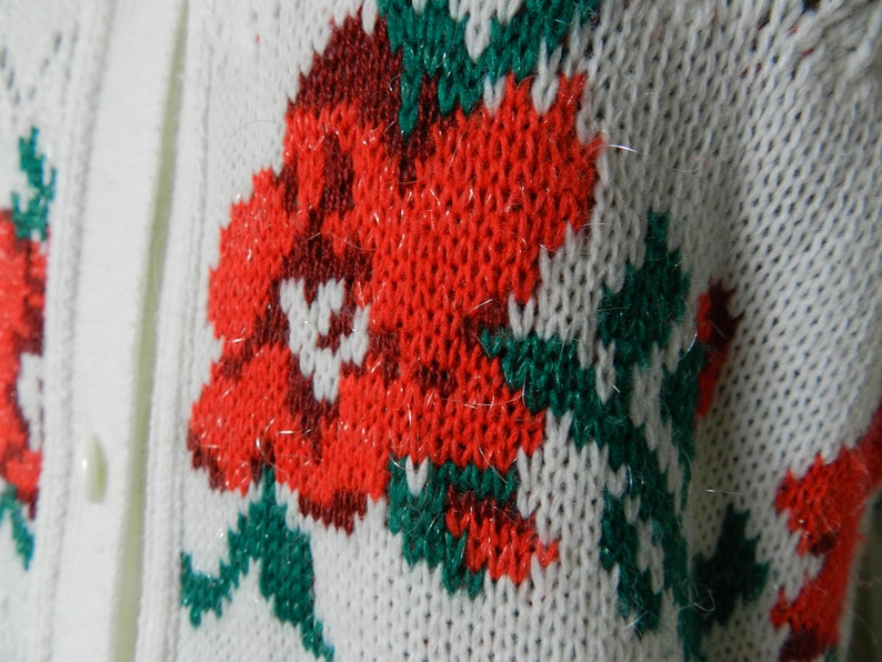 70s 80s white acrylic pointelle bold red  gold metallic image 6