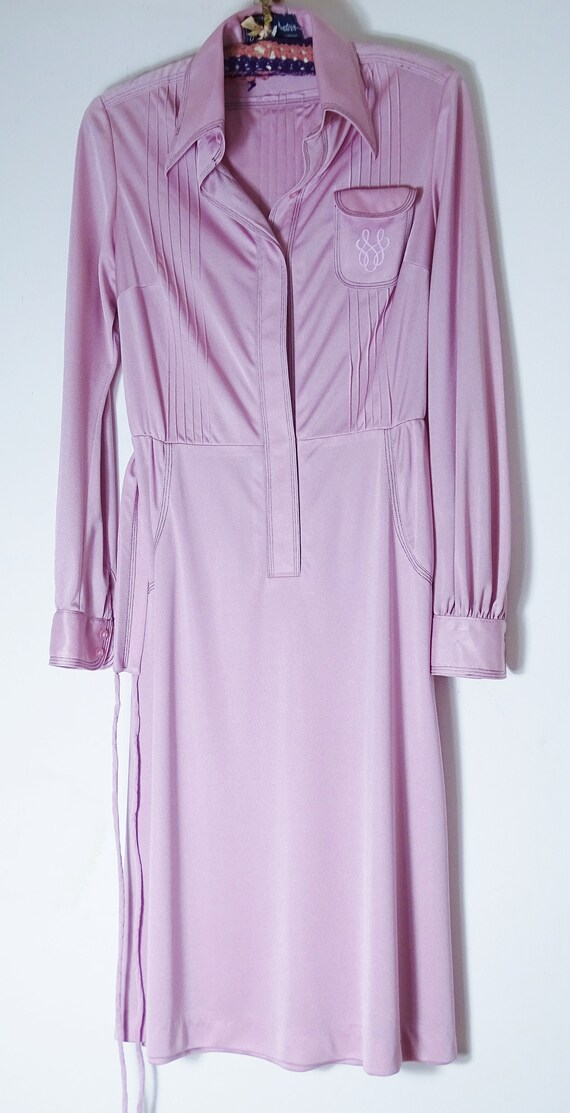 70s rose pink mid length dress by 'Jersey Masters… - image 3