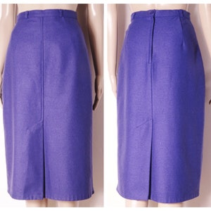 70s 80s purple WOOL mix skirt high waist midi skirt fitted pencil skirt U.K. 4 - 6 XS XXS