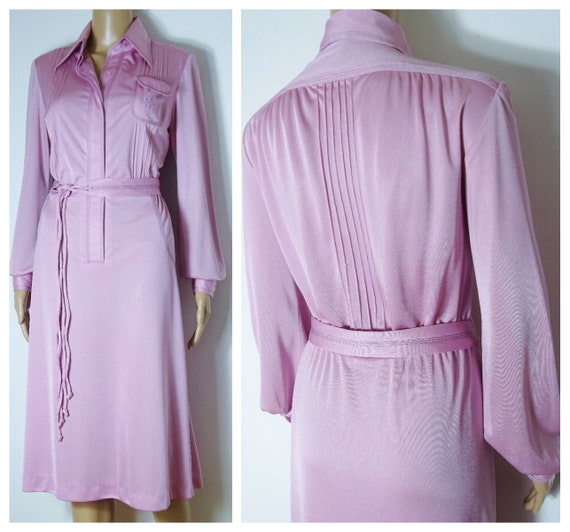 70s rose pink mid length dress by 'Jersey Masters… - image 1