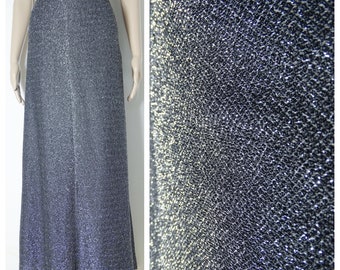 70s silver LUREX high waist aline skirt flared maxi skirt U.K. 4 - 6 XS XXS