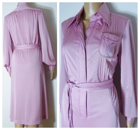 70s rose pink mid length dress by 'Jersey Masters… - image 2