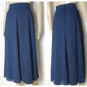 80s 90s full length navy blue high waist shift skirt navy blue maxi skirt U.K. 10 S M