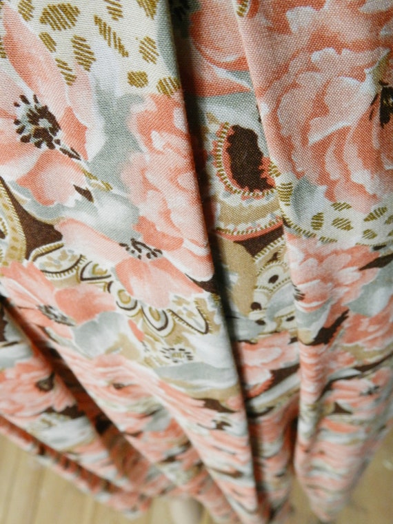 70s cotton high waist calf length floral skirt by… - image 6