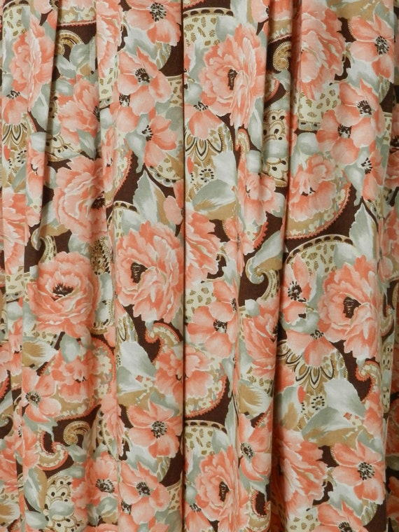 70s cotton high waist calf length floral skirt by… - image 2