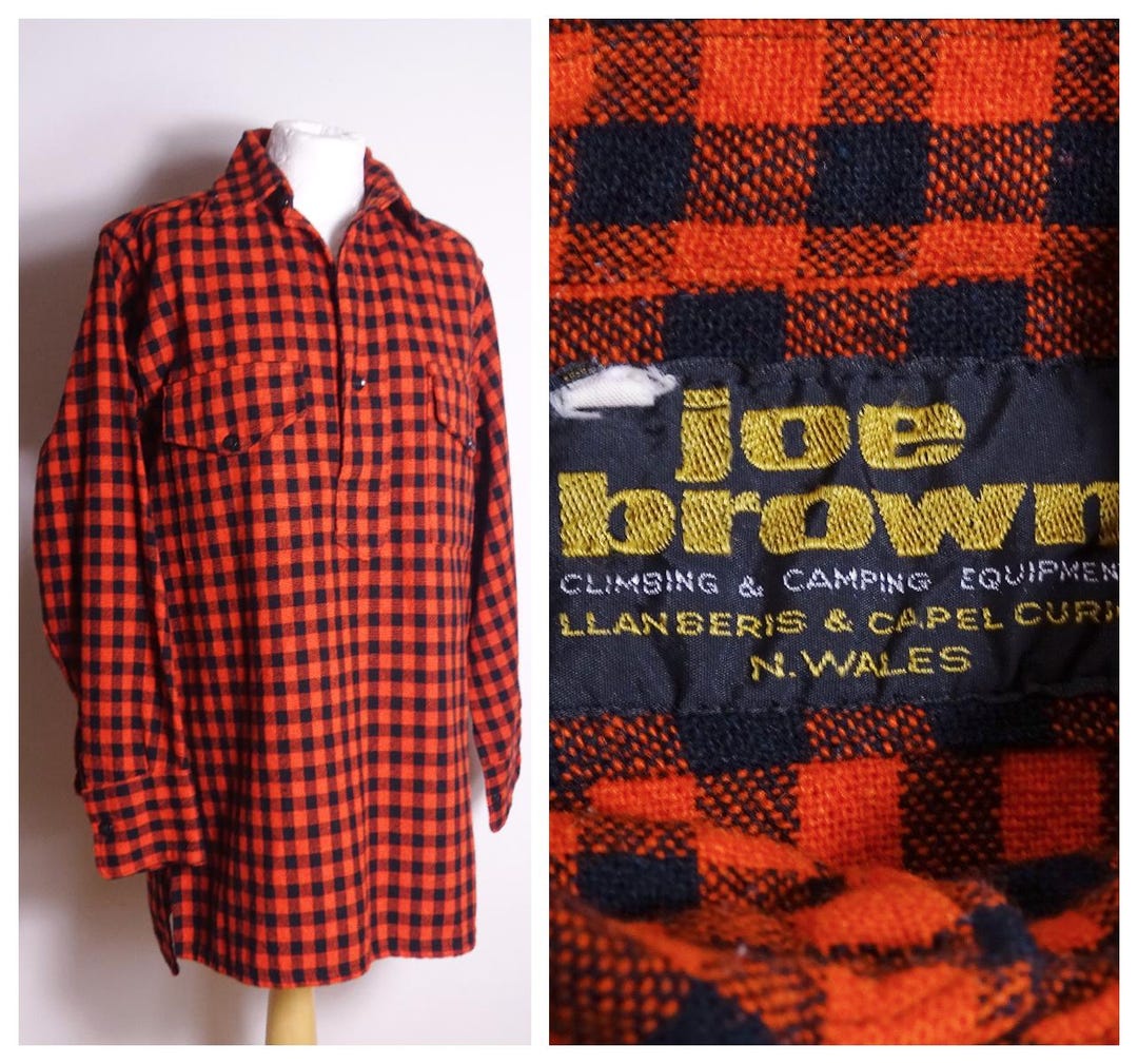 44'' Chest 70s 80s Mens WOOL Blend Winter Shirt Orange +
