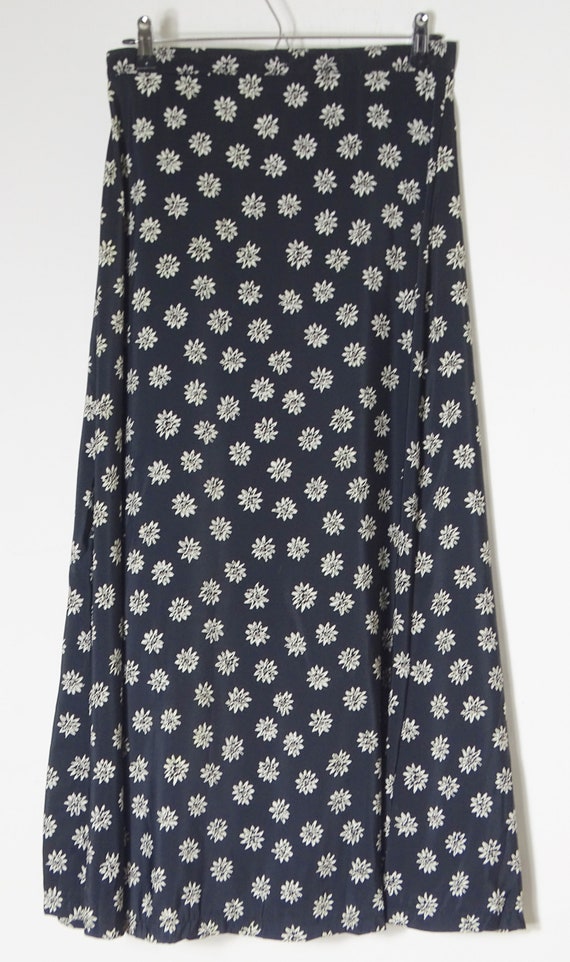 80s 90s skirt silky high waist aline maxi skirt b… - image 4