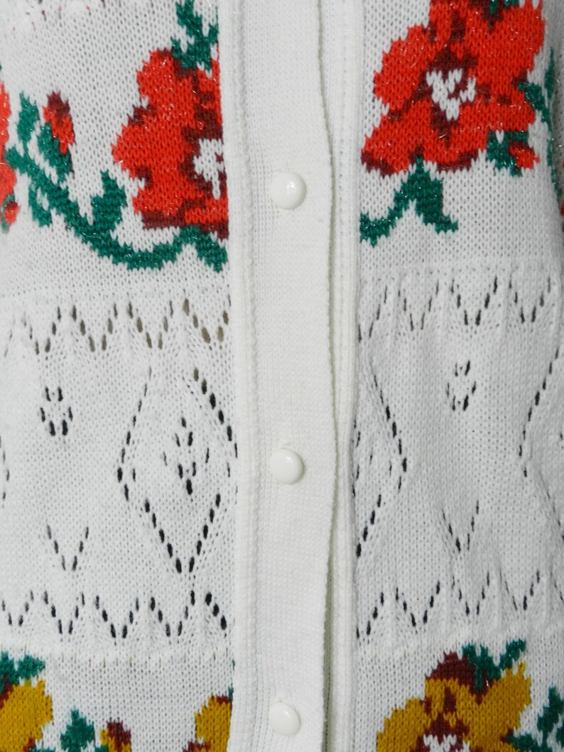 70s 80s white acrylic pointelle bold red  gold metallic image 5