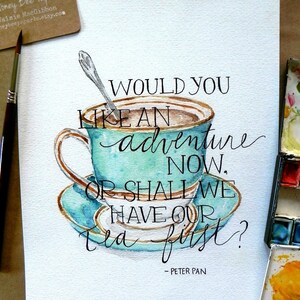 Tea Art Print/ Kitchen Art/ Peter Pan Tea Cup- 8x10
