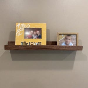 Solid Wood Floating Picture Ledge Shelf, Handmade Photo Display, Nursery Book Shelf