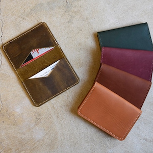 Cartera de cuero, Cartera de cuero fina hecha a mano, Tarjetero, Cartera minimalista, Cartera de cuero unisex, Cartera fina, Regalo de cuero, Día del padre