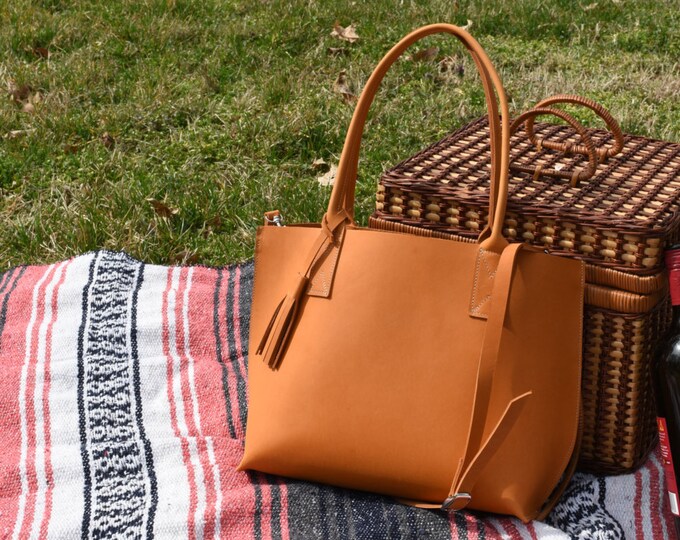 Small Everyday Tote, Genuine Leather Tote, Minimalist Bag, Everyday