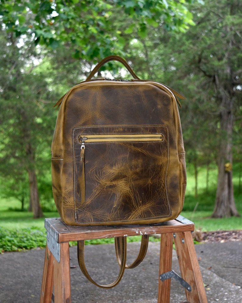 Evie Leather Backpack Backpack Leather Book Bag Leather Etsy