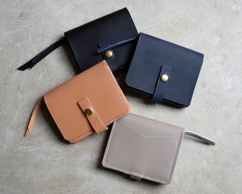 Cartera pequeña de cuero tipo acordeón, Cartera de cuero para mujer, Cartera de cuero, Cartera de cuero hecha a mano, Cartera de mujer tipo clutch imagen 2
