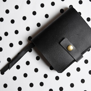 Cartera pequeña de cuero tipo acordeón, Cartera de cuero para mujer, Cartera de cuero, Cartera de cuero hecha a mano, Cartera de mujer tipo clutch Negro