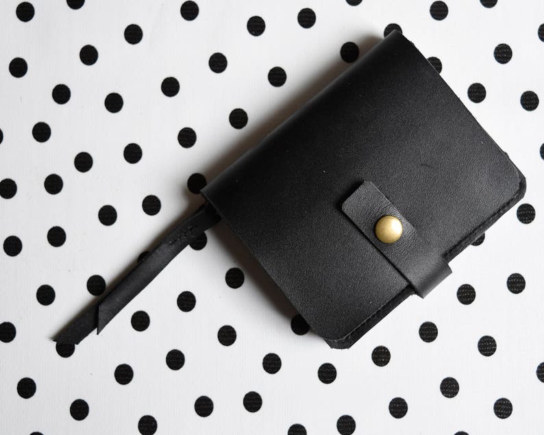 Cartera pequeña de cuero tipo acordeón, Cartera de cuero para mujer, Cartera de cuero, Cartera de cuero hecha a mano, Cartera de mujer tipo clutch Negro