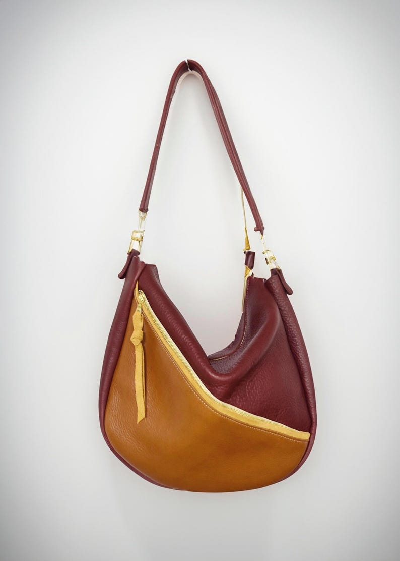 Aurora Leather Hobo Bag: Color Blocked Shoulder Carryall image 1