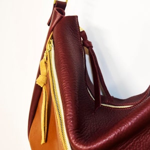 Aurora Leather Hobo Bag: Color Blocked Shoulder Carryall image 8
