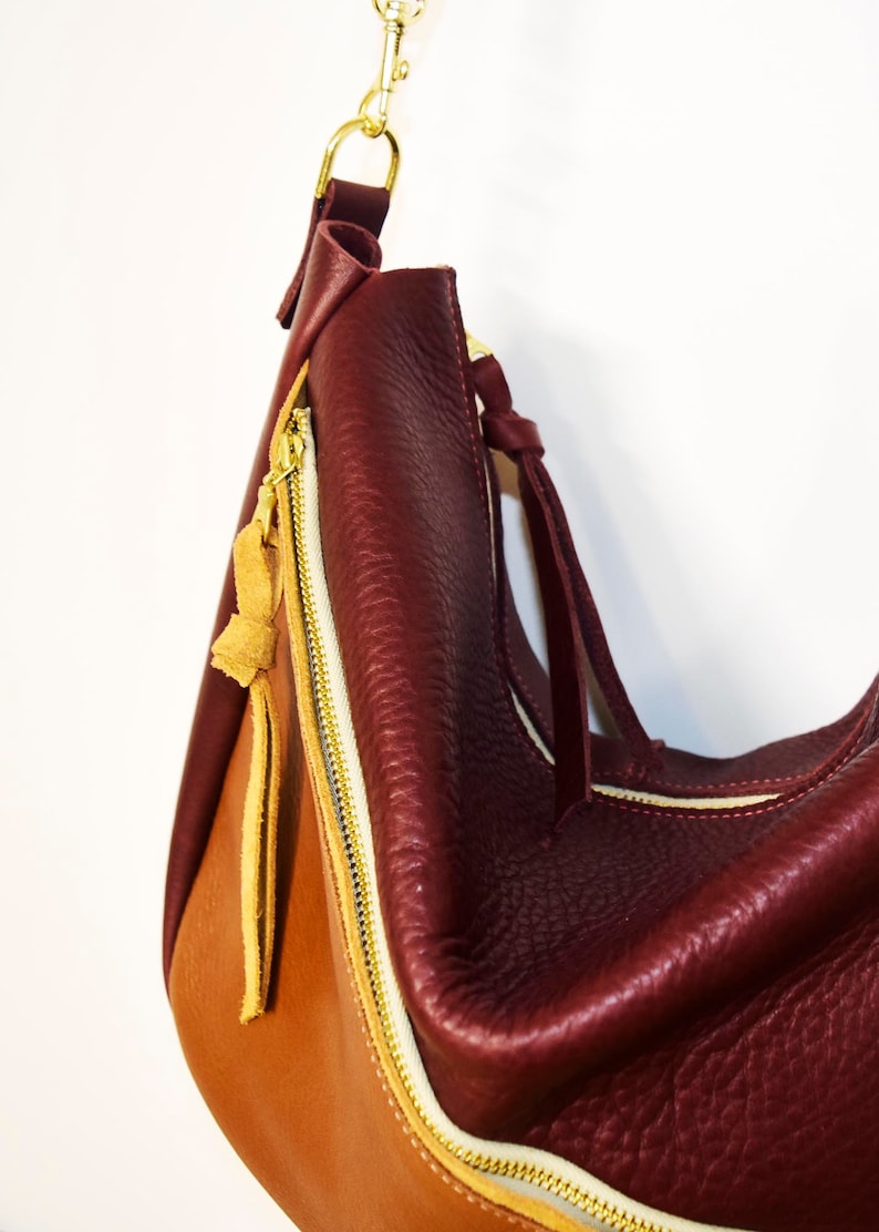Aurora Leather Hobo Bag: Color Blocked Shoulder Carryall image 8