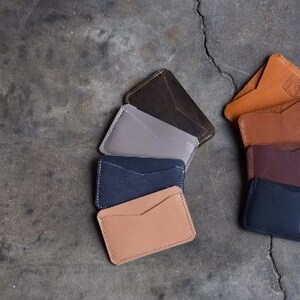 Cartera de cuero minimalista, Tarjetero de cuero, Cartera de cuero hecha a mano, Cartera unisex, Cartera de cuero fina, Cartera de hombre, Regalo de cuero