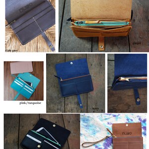 Cartera de piel con forma de acordeón, monedero, cartera de piel para mujer, cartera de piel, cartera de piel, cartera de piel, regalo para mujer imagen 4