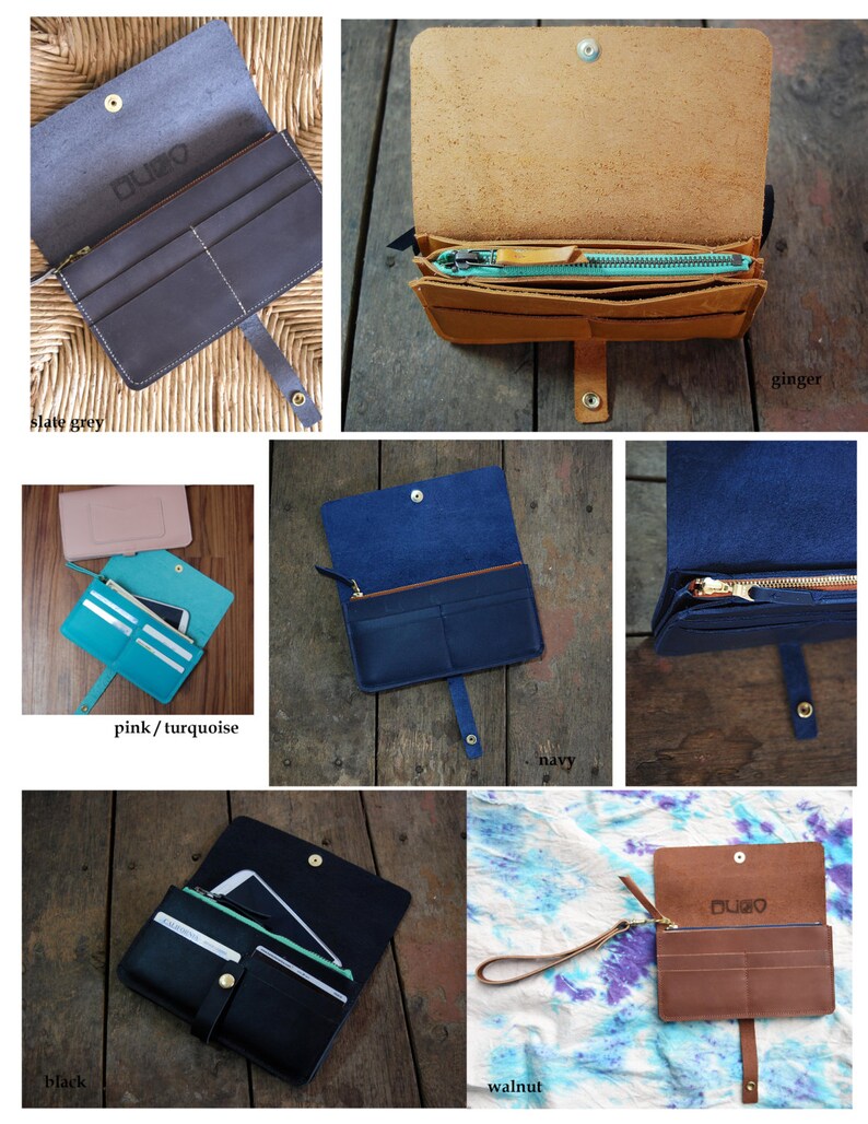 Cartera de piel con forma de acordeón, monedero, cartera de piel para mujer, cartera de piel, cartera de piel, cartera de piel, regalo para mujer imagen 4