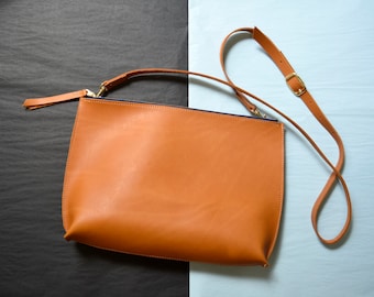 Large Everyday Zippered Crossbody, Genuine Leather Crossbody bag, womens crossbody bag, crossbody purse, leather bag, leather purse, bag