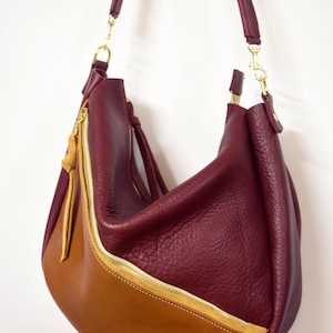 Aurora Leather Hobo Bag: Color Blocked Shoulder Carryall image 2