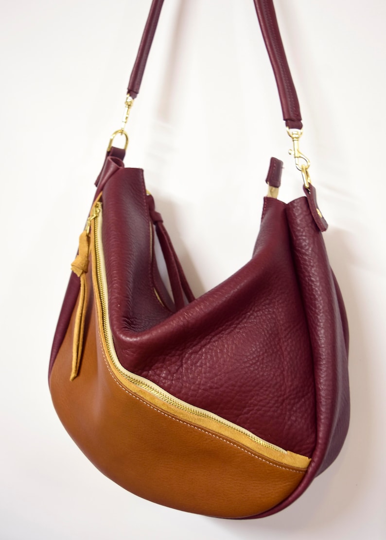 Aurora Leather Hobo Bag: Color Blocked Shoulder Carryall image 2