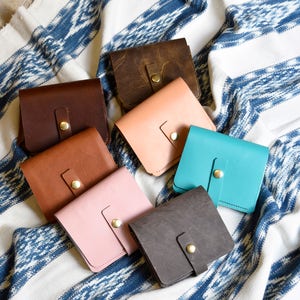 Cartera pequeña de cuero tipo acordeón, Cartera de cuero para mujer, Cartera de cuero, Cartera de cuero hecha a mano, Cartera de mujer tipo clutch Turquoise