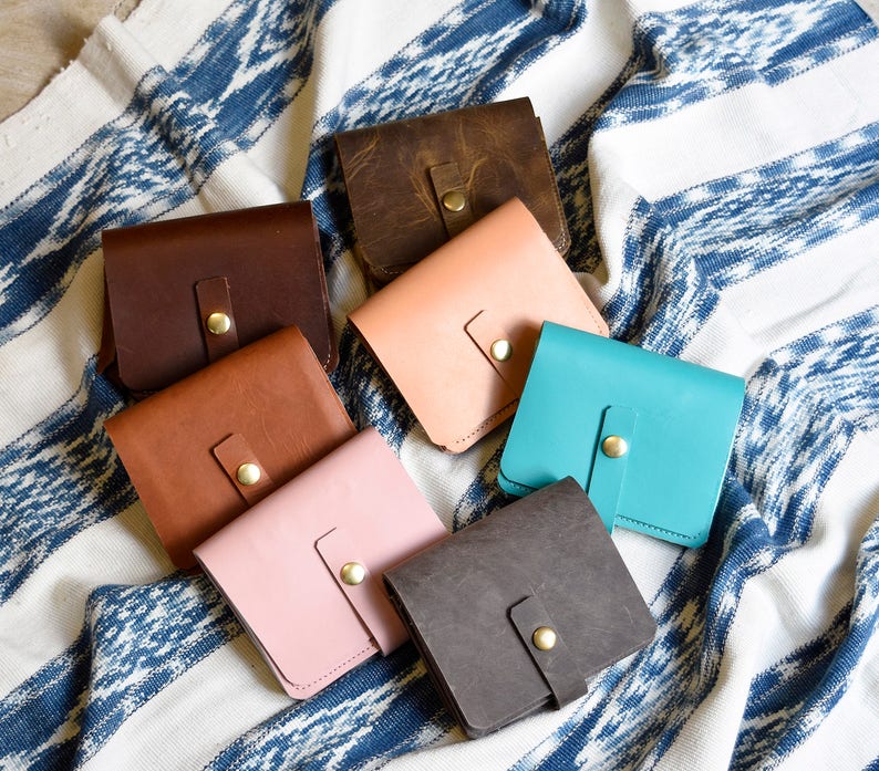 Cartera pequeña de cuero tipo acordeón, Cartera de cuero para mujer, Cartera de cuero, Cartera de cuero hecha a mano, Cartera de mujer tipo clutch Turquoise