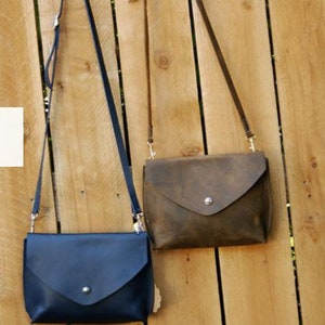 Minimalist Envelope Crossbody Genuine Leather Purse With Long - Etsy